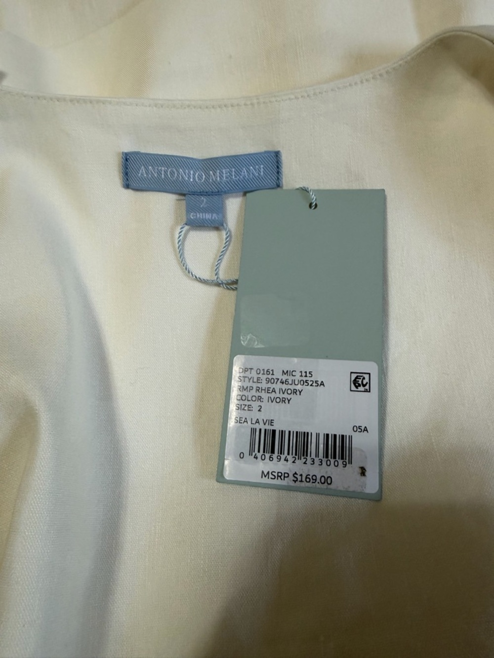 NWT Antonio Melani Rhea Ivory Linen Top Mini Skirt Set Size 2 Attached Faux 2pc - Picture 9 of 9